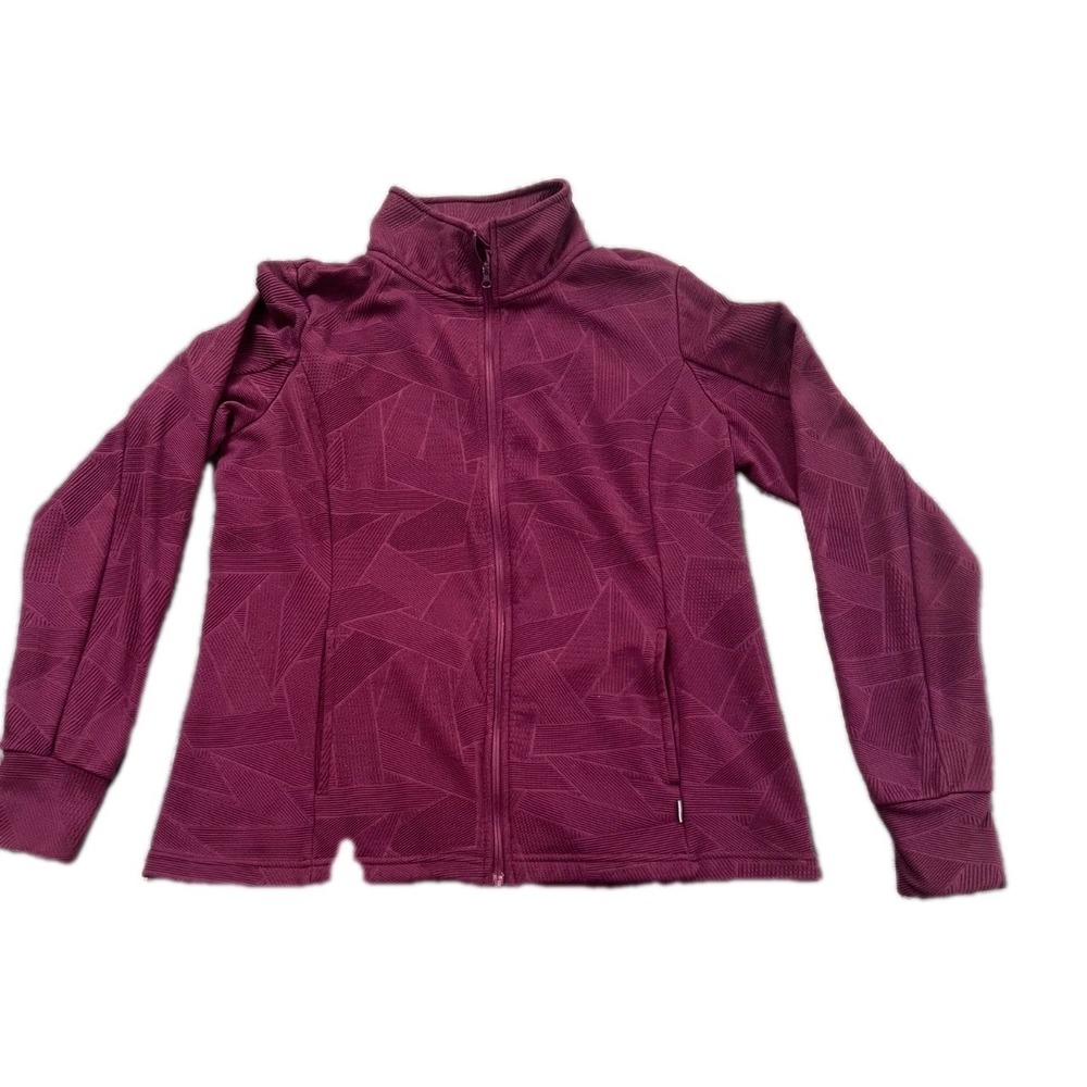Mondetta Track Jacket Womens Large Purple Textured Thumbhole Sleeve Full Zip